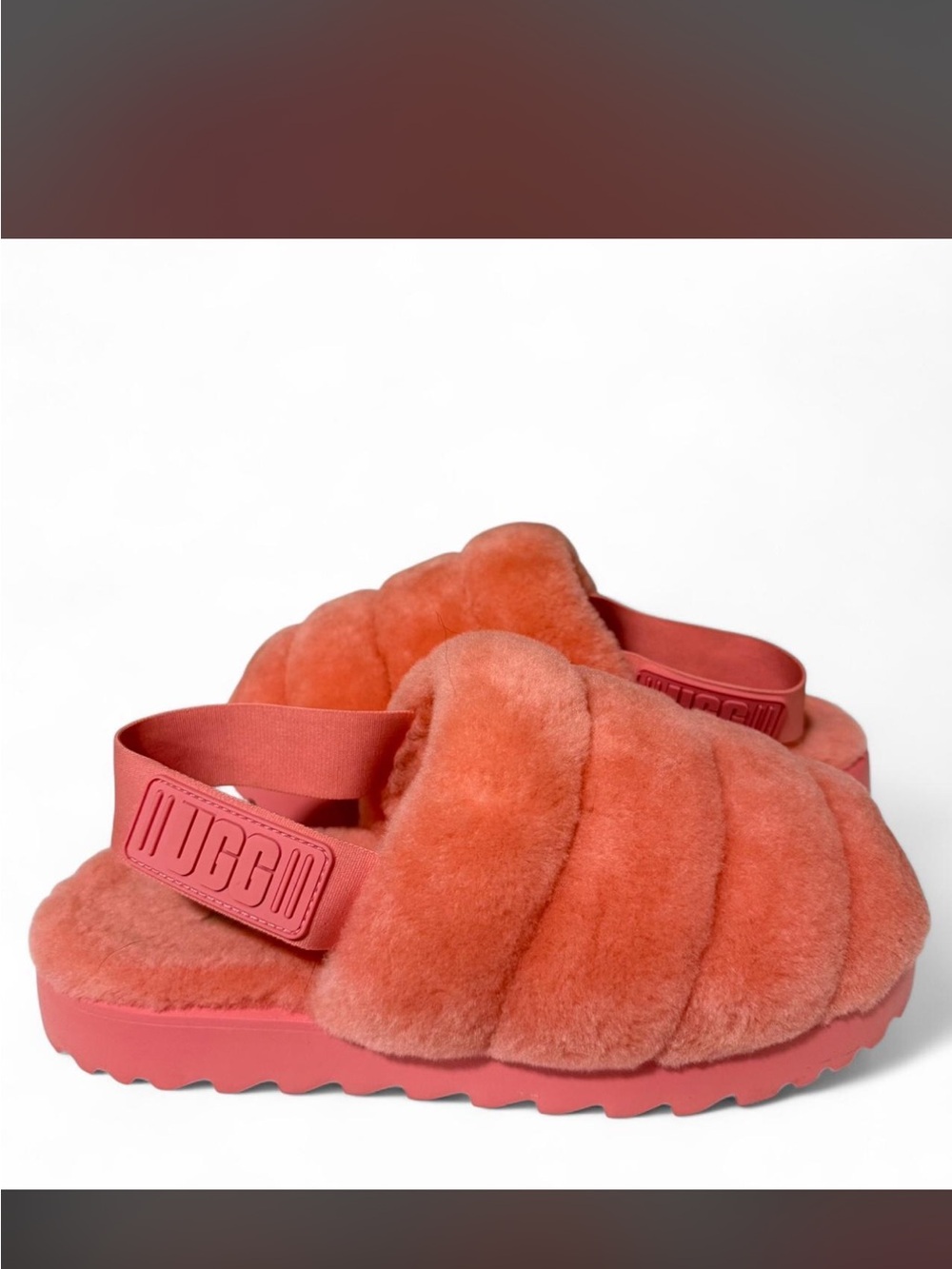 UGG Fluff Slide Sandal in Coral Pink